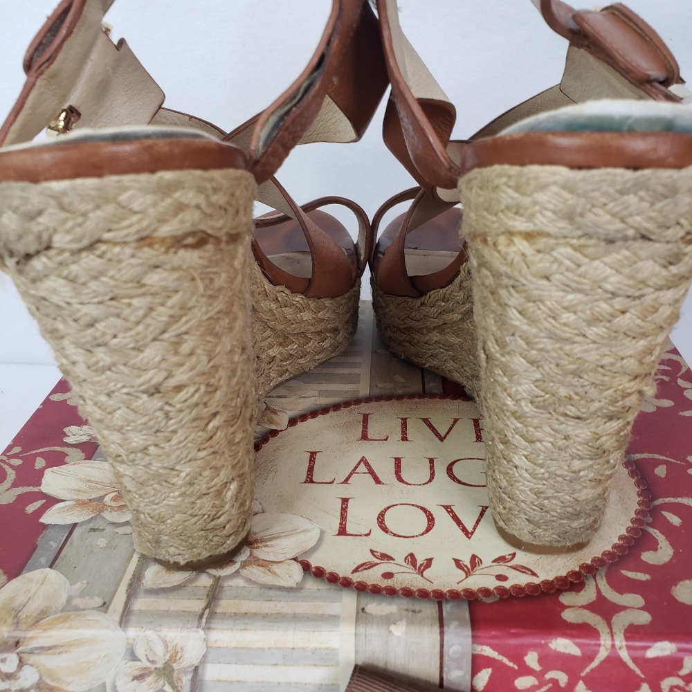 Michael Kors Celia Womens Brown Mid Wedge Platform Sandal Ankle Strap Y2K sz 8.5 - Picture 13 of 14